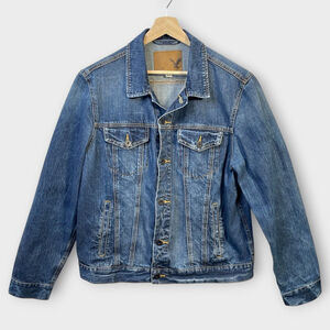 AMERICAN EAGLE Mens Jacket XL Blue Button Up Trucker Cowboy Western Denim